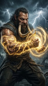 兇猛的獠牙戰士在風暴戰場上引導金色能量。