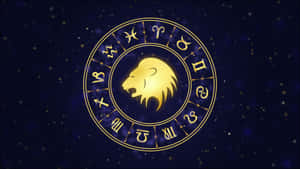 金色獅子與星座圖案，藍色背景 — 獅子王 GIF 壁紙