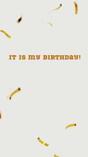 金色紙屑飄落，文字宣布生日慶祝。 — 生日 壁紙
