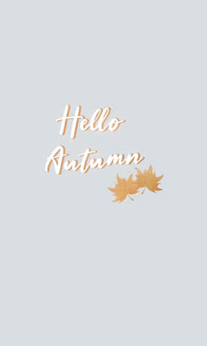 灰色背景上帶有兩片金色楓葉的 Hello Autumn 文字 — Honor Pad X7 壁紙
