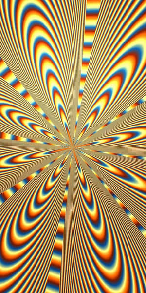 從中心放射出的波浪狀彩色條紋組成的催眠抽象圖案。