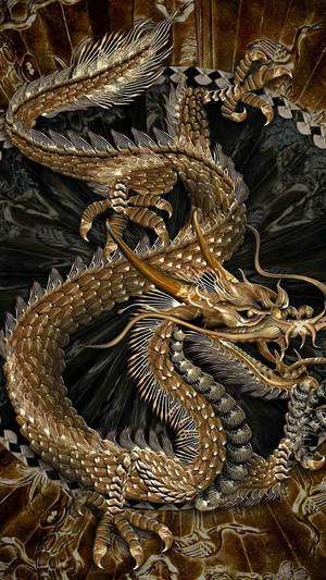金龍，鱗片精細，盤繞成華麗圖案。