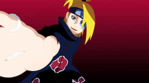 金髮動漫忍者帶有紅色雲朵標誌，以動作姿勢向前猛衝。 — Naruto and hinata GIF 壁紙