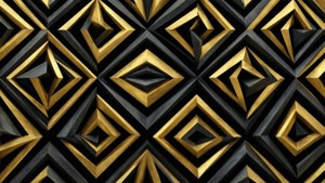 金色和黑色鑽石圖案營造3D奢華效果的牆紙