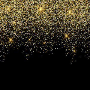 金色閃粉粒子像星星一樣落在黑色背景上。 — 閃粉 壁紙