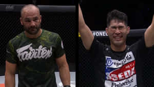兩位MMA拳手，一位勝利舉臂，另一位在八角籠中落敗