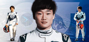 身穿AlphaTauri制服的F1車手持頭盔