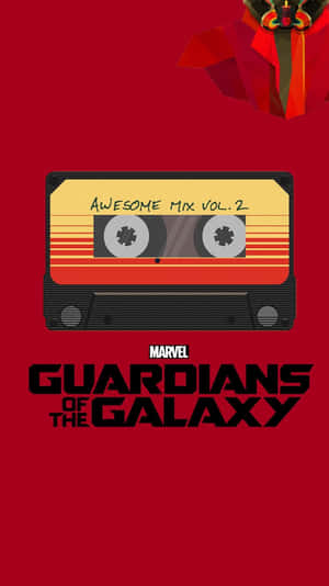 紅色背景上的Guardians of the Galaxy Awesome Mix Vol 2卡式錄音帶海報