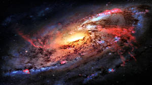 一個色彩繽紛的螺旋星系，在深空中帶有發光的旋臂和星團。 — 太空 壁紙