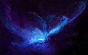 在深空中發光的藍色和紫色星雲，伴有星星。 — 銀河系 壁紙