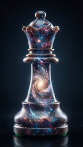 深色背景上內部有星系的國際象棋皇后棋子 — 國際象棋 壁紙
