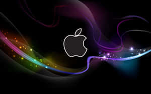 深色背景上帶有彩色發光漩渦和閃光的Apple標誌。