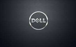 深色紋理背景上的時尚銀色Dell標誌