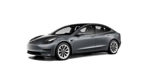 灰色 Tesla Model 3 轎車在乾淨白色背景下的攝影棚照片。 — 銀色 壁紙
