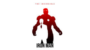 鐵甲奇俠的紅白剪影及文字 The Invincible Iron Man。