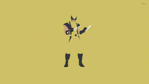 Wolverine 以黑色和黃色手持爪子和劍，背景為芥末色。