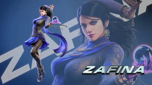 動漫角色 Zafina 身穿紫色服裝，手持發光球體跳躍