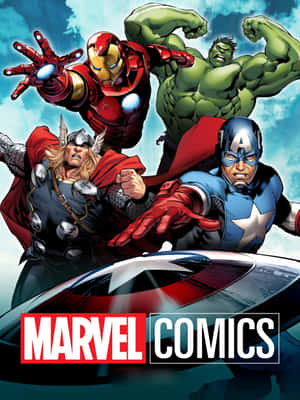 Marvel超級英雄鐵甲奇俠、變形俠醫、雷神和美國隊長持盾擺出動作姿勢。 — 超級英雄 壁紙