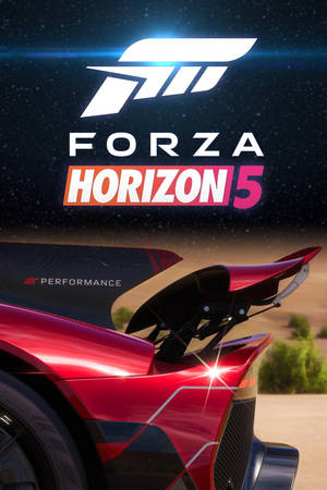 紅色賽車帶後翼在星空下，有Forza Horizon 5標誌。