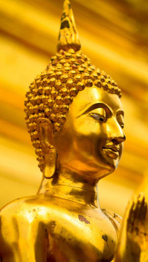 金色佛像在寺廟環境中展現寧靜表情