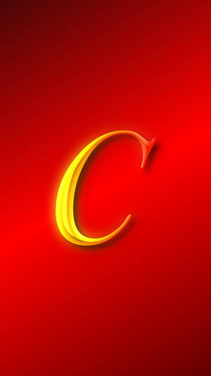 在紅色漸變背景上發光的金色字母C。 — 金色美學 GIF 壁紙