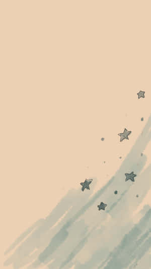 灰色星星在米色和藍綠色水彩筆觸上飄浮。 — 星星 壁紙