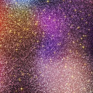 充滿活力的閃粉背景，紅色到紫色漸變和金色星星 — 抽象 壁紙