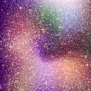 充滿活力的宇宙閃粉背景，帶有閃爍星星和漸變紫色粉紅綠色橙色 — iPad Pro 11 壁紙