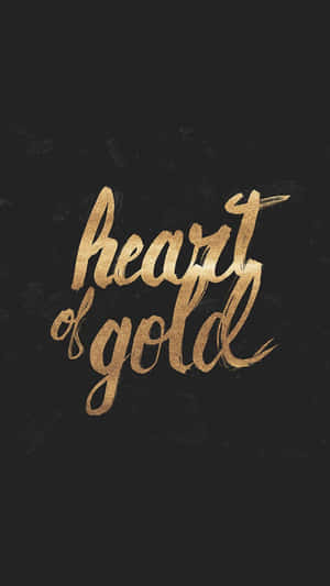 紋理黑色背景上的金色草書文字 heart of gold