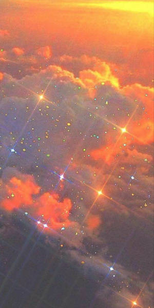 帶有發光雲彩和閃爍星星的天體天空 — 鎖屏 壁紙