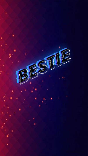 喺紅藍漸變背景上，帶有浮動點嘅發光霓虹文字顯示「bestie」。