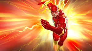 超級英雄 The Flash 奔跑時周圍有閃電效果。 — 超級英雄 壁紙