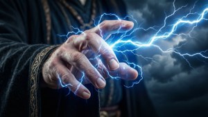 在暴風雨的天空中召喚電閃電的手 — 龍與地下城 壁紙
