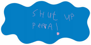藍色波波，有粉紅色手寫字寫住 shut up peepa 同一個細面。 — 搞笑 壁紙