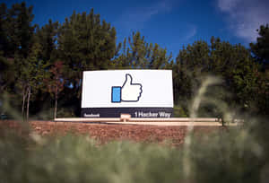 Facebook總部讚好標誌，位於1 Hacker Way