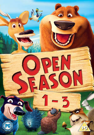 《Open Season 1-3》的動畫電影海報，展示微笑的森林動物。