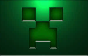 來自Minecraft遊戲的發光綠色像素化爬行者面孔。