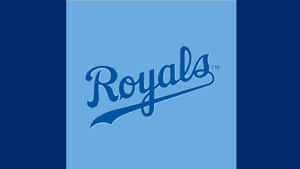 藍色 Royals 棒球隊標誌，背景為淺藍色和深藍色。 — 簡單 壁紙