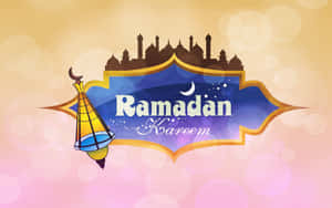 Ramadan Kareem 問候，帶有燈籠和清真寺剪影，背景為柔和漸變色。 — 齋戒月 壁紙