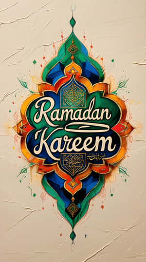 紋理背景上色彩鮮豔的 Ramadan Kareem 書法藝術 — 齋戒月 壁紙