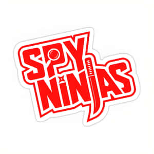 紅白「Spy Ninjas」貼紙，帶有忍者主題字體。