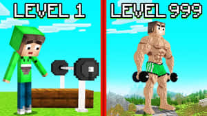 Minecraft角色通過舉重從等級1到999獲得肌肉
