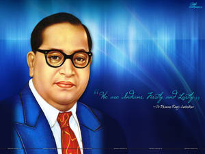 Dr B R Ambedkar 的肖像，附有引言：我們首先是印度人，最後也是印度人。
