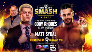 AEW摔角活動海報， featuring Cody Rhodes、Matt Sydal和Arn Anderson。