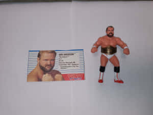 WCW 摔角手 Arn Anderson 動作人偶與他的交換卡，白色背景。