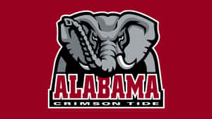 Alabama Crimson Tide 標誌，在深紅色背景上展示一隻帶有象牙和鎖鏈的灰色大象。