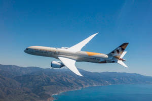 阿提哈德航空飛機飛越山脈和海洋