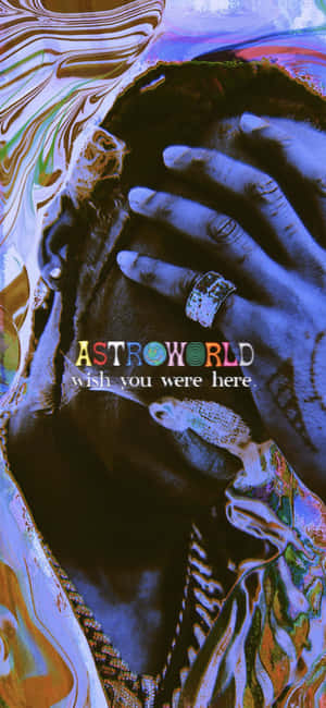 雙手掩面的人，背景為色彩繽紛的抽象圖案，並帶有「ASTROWORLD」文字。