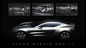 時尚的銀色Aston Martin One-77跑車在工作室中，有三個傾斜視角。