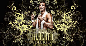 摔角手Alberto Del Rio微笑，周圍有金色花卉設計。